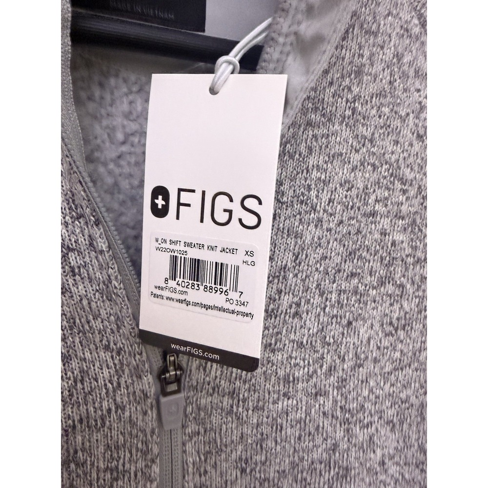 NWT FIGS Scrub Full Zip Jacket Gray On Shift Sweater Knit Women's XS - Picture 4 of 6